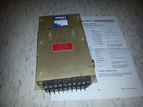 Ambac Electric Governor Speed Control Unit CW673C-7 with manual and diagrams