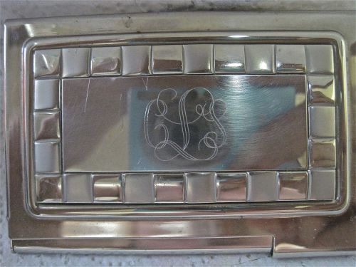 vintage chrome or nickel plated card case engraved cLs