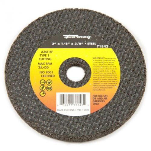 3&#034; by 1/8&#034; cut-off wheel with 3/8&#034; arbor, metal type 1, a36t-bf forney 71843 for sale