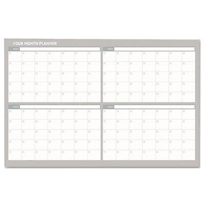 4 Month Planner, 48x36, White/Silver, Sold as 1 Each