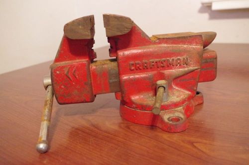 Vintage Craftsman Bench Vise 3 1/2&#034; 391-5180 Swivel Pipe Holder 18 Lbs