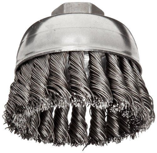 Weiler Wire Cup Brush, Threaded Hole, Steel, Partial Twist Knotted, Single Row,