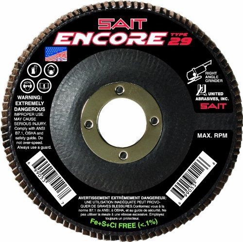 United Abrasives, Inc. SAIT 79108 Encore Type 29 Flap Disc, 4-1/2 X 7/8 Z 60X,