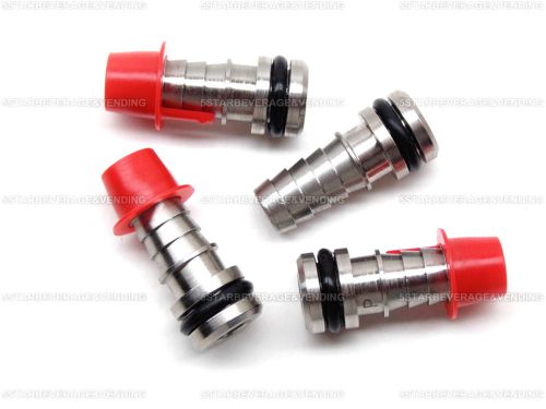(4) FLOJET P5000 STRAIGHT LIQUID OUTLET FITTINGS 3/8&#034; BARB STAINLESS STEEL