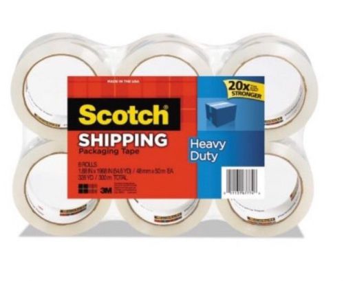 SCOTCH SHIPPING &amp; PACKING TAPE 3M 1.88&#034; X 54.6 YD. HEAVY DUTY (BRAND NEW)-6 PACK