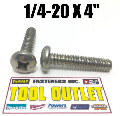 (Qty 100) 1/4-20 x 4&#034; Phillips Pan Head Machine Screw Stainless Steel