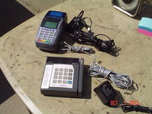 2 - Verifone Credit Card Machines with cables - Omni 3750 and Trans 380