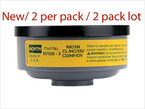 Lot of 4 north respirator mask replacement cartridges n7500-3 organic vapor for sale