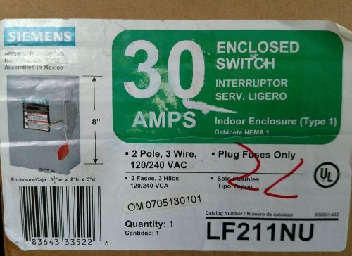 Siemens 30-Amp Fusible Metallic Safety Switch LF211NU 2 Pole 3 Wire 120/240 VAC