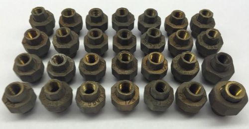 Lot of 28 flagg brass 1/4&#034; plumbing threaded union couplings fittings coupler for sale