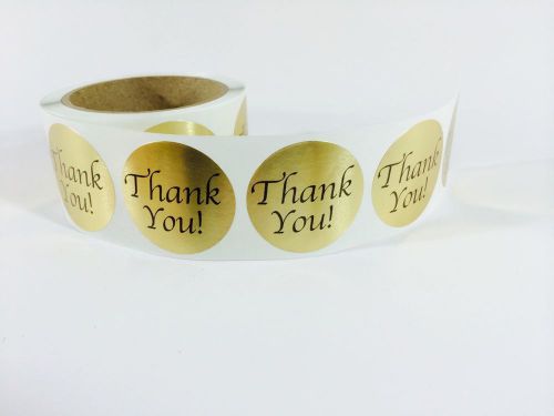 Thank You Sticker Label 2&#034; Circle Bright Gold 25 Thank You Sticker Label 2