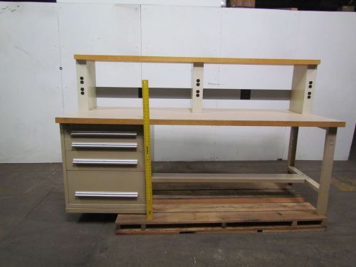 Stanley vidmar workbench 36x96 hardwood top w/riser 4 drawer cabinet &amp; outlets for sale