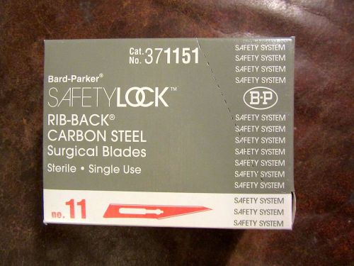 NEW LOT OF 50 BARD-PARKER SAFETY LOCK RIB-BACK CARBON STEEL SURGICAL BLADES #11