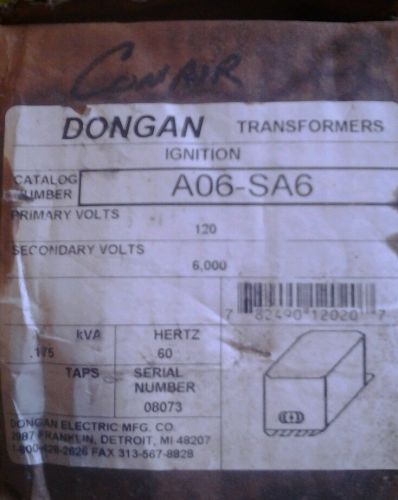 IGNITION TRANSFORMER PRI 120V SEC 6000V DONGAN A06-SA6X NEW IN BOX