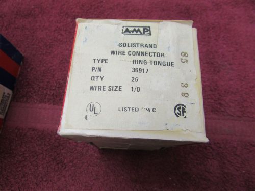 Box of 25 AMP 36917 Ring Tongue Wire Connectors 1/0 AWG 3/8&#034; stud