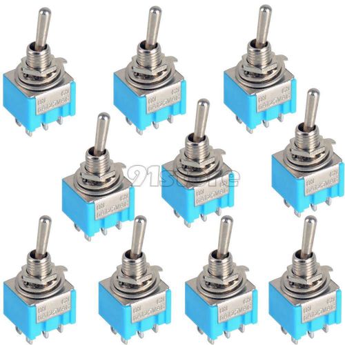 10pc Blue 6-Pin DPDT ON-ON Mini MTS-203 6A 125VAC Miniature Toggle Switches SR1S