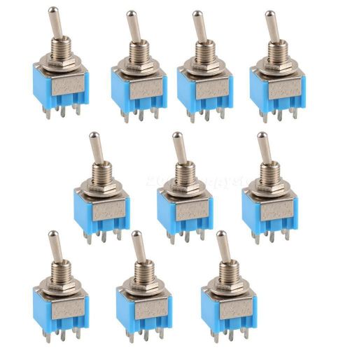 New 10 pcs mini blue mts-203 6-pin dpdt on-off-on toggle switch 6a 125v ac hysg for sale