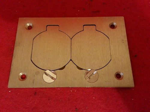 Steel city p64 ds new brass duplex floor box cover plate with lift lids moptite for sale