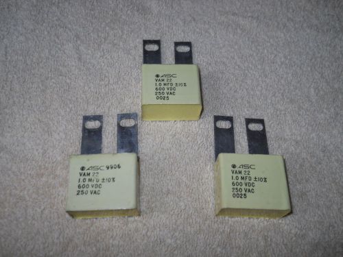 3) new igbt snubber capacitors by asc- type vam22, 1uf, 600 volts dc, 10% tol for sale