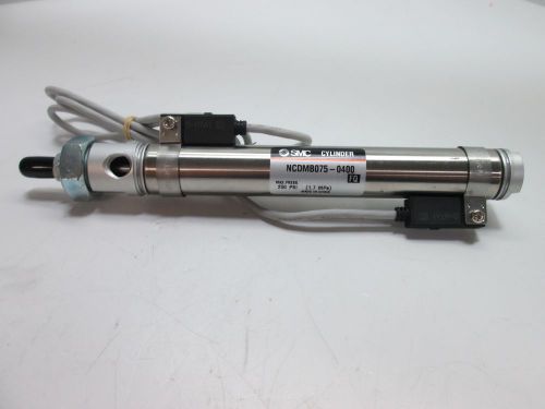 New SMC NCDMB075-0400 Cylinder 3/4&#034; Bore, 4&#034; Stroke, With 2x D-H7A1 Switches