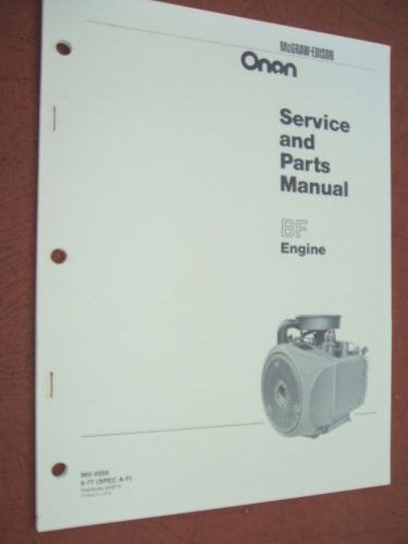 OEM ONAN BF Series Engine Service AND Parts Manual Overhaul Repair Generator