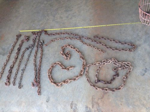 60 Lbs Truck Log Rigging Towing Steel Chain Lot With Hooks Tow Chain Wrecker