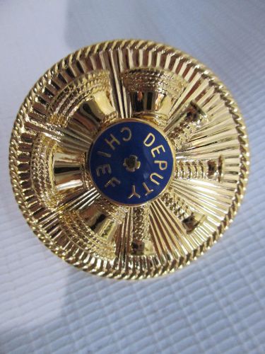 Blackinton A1962B Hat Medallion, 4 Bugles w/Blue Deputy Chief Emblem