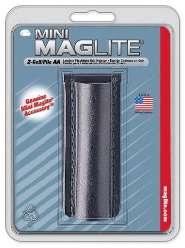 Maglite AM2A026 Plain Black Leather Belt Holster for AA Mini Made in USA