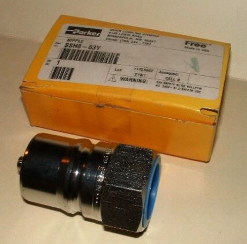1 New S.S. Parker SSH8-63Y 1&#034; Hydraulic Male Quick Coupler