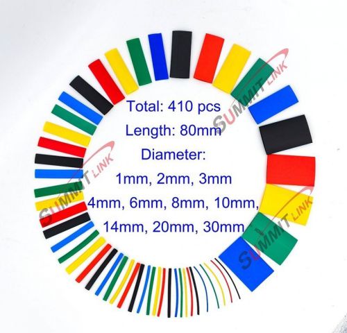 Summitlink 410 pc assorted heat shrink tube 5 colors 10 sizes rap sleeve set new for sale