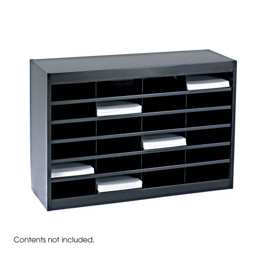 Steel Literature Organizer with 24 Letter-Size Compartments Black