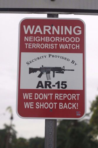 Neighborhood terrorist watch warning traffic sign  aluminum 12&#034; x 18&#034; for sale