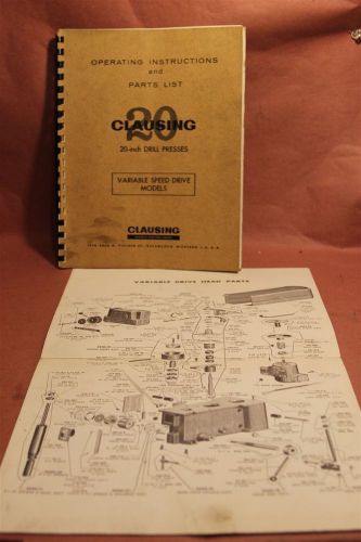 Clausing 20&#034; drill press 2251 - 2287  operation &amp; maintenance manual for sale