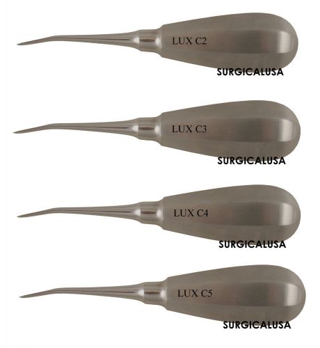 Starter Kit of 4 Luxating Elevators Curved Tip Dental Surgical Instruments