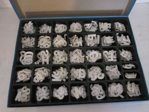 Used White Plastic Set of Letters, Numbers &amp; Symbols, Uppercase, 1&#034; Approx. 260