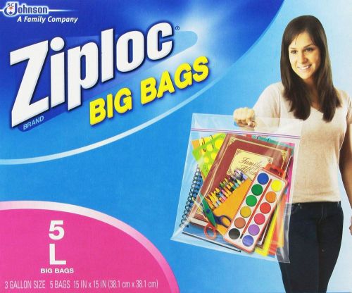 NEW Ziploc Big Bag Double Zipper Large 5-Count, Free Shipping