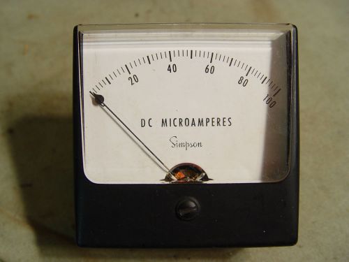 Estate Vintage Simpson DC Microamperes 0-100 Panel Meter Steampunk