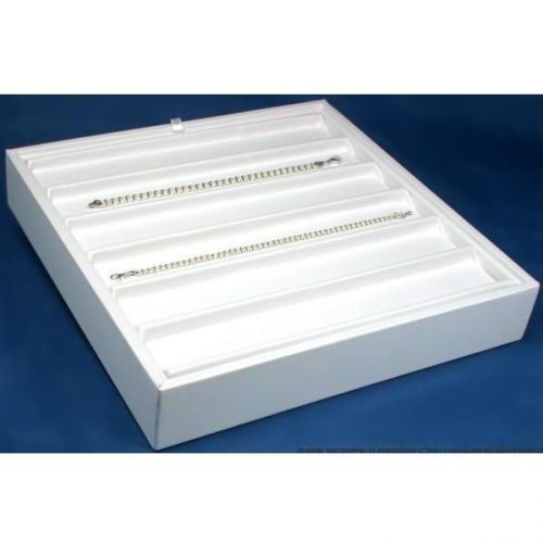 6 Slot White Faux Leather Bracelet Display Tray