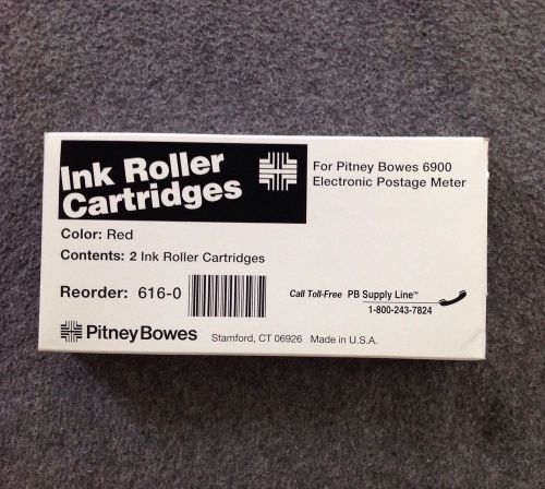 NEW 2 Pitney Bowes Red Ink Cartridges for 6900 Postage Meter 616-0
