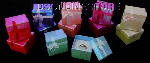 Iridescent Sparkle Ring Gift Boxes Mixed Colors Package Of 12