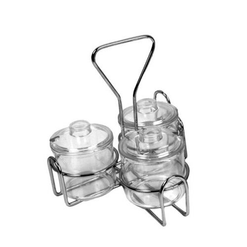 2 Pieces Stainless Steel Condiment Jar Holder (3 Holes) Brand New
