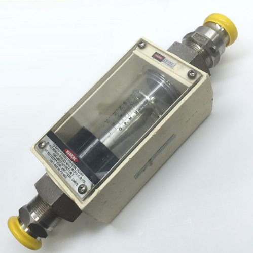 Sanitary SS Flowmeter Rotameter Scale Cal 5-70 GPM WATER 1 Tri-CLover x1 1/2  Kamlok