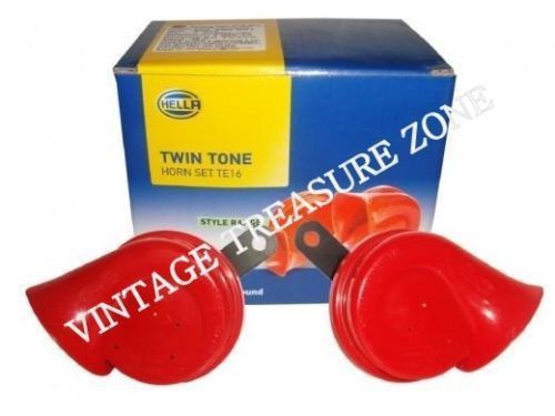 Genuine-Hella-Twin-Tone-Horn-Te16-12V-500-HZ-400-Hz-Red Trumpet Horn New