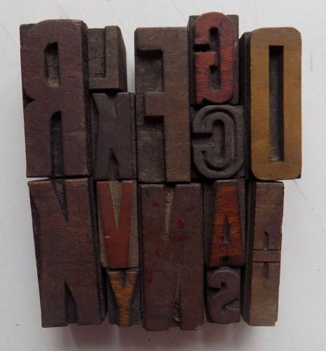 Letterpress Letter Wood Type Printers Block &#034;Lot of 14&#034; Typography #bc-55