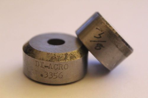 PAIR OF PUNCH DIE DIACRO ROPER WHITNEY .375&#034; 3/8 ROUND PUNCH PRESS Cl .3356