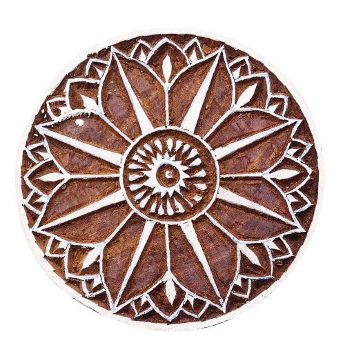 Decorative indian wooden floral stamp printing block wood textile stamps pb3004a for sale