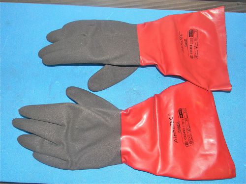 Ansel alphatec 58-535-8 size 8 nitrile chemical resistant gloves 14&#034; length for sale