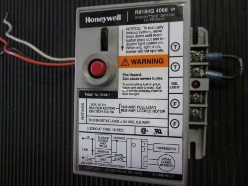 Honeywell Burner Motor Ignition Control R8184G 4066 5