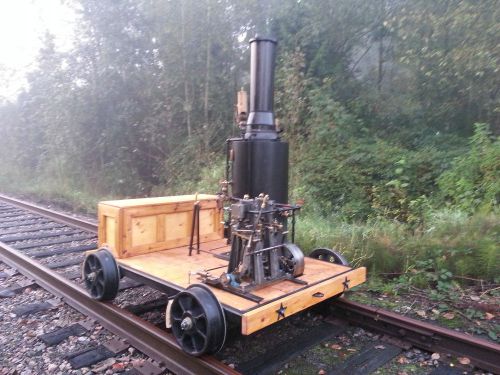 Steam engine speeder railroad boiler with pump whistle gauge locomotive for sale