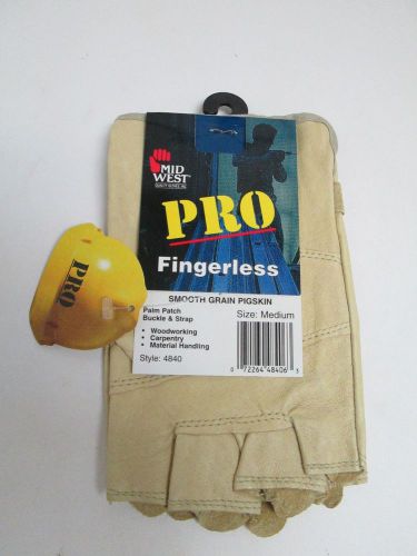Midwest PRO Fingerless Smooth Grain Pigkin Gloves Mens Size Medium